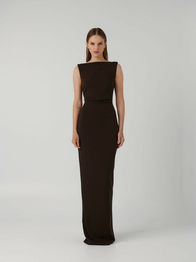Effie Kats Verona Gown - Coffee - 12 / Black - Dresses