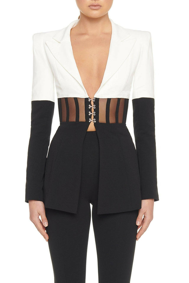 Eliya The Label Kira Blazer Black White Size 10 12 - Outfit Sets