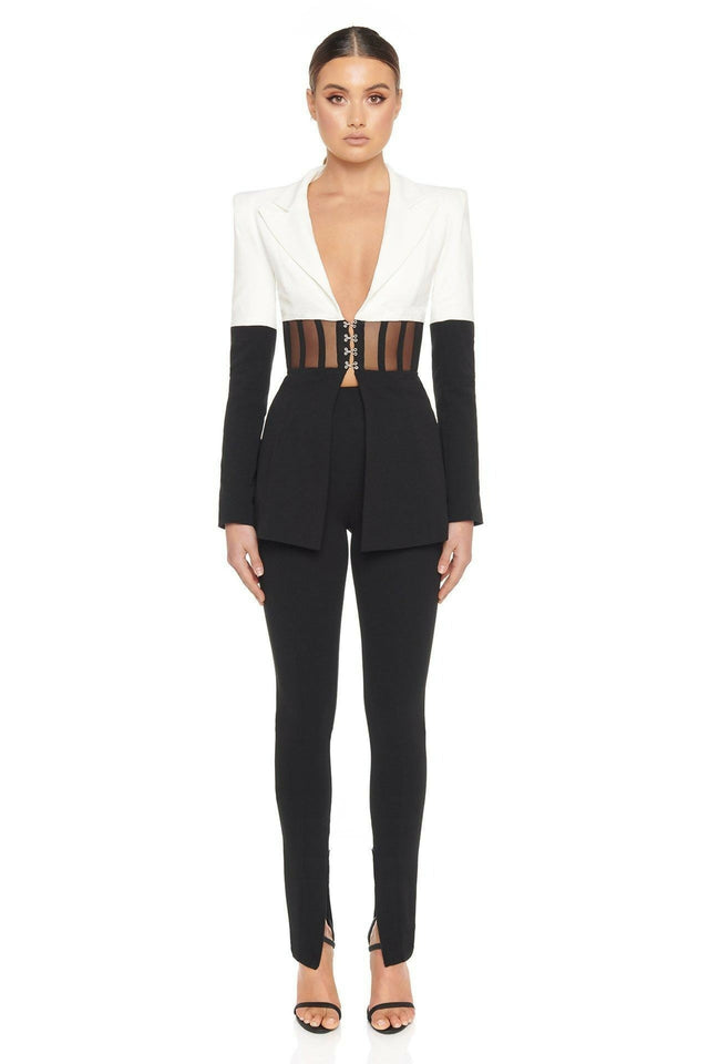 Eliya The Label Kira Blazer Black White Size 10 12 - Outfit Sets