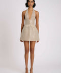 Eliya the Label Roberta Mini Dress Embellished Tan Size XS - Dresses