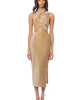 Eliya the Label Tamara Midi Dress Gold Size XS / AU 6 - 6 / Gold - Dresses
