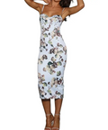 Elle Zeitoune Alannah Fitted Bustier Midi Dress Multi Size 10 - 10 / Multi - Dresses