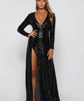 Elle Zeitoune Fountaine Black Sequins Size 8 - 8 / Black - Dresses