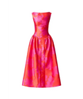 Elliat - Eloise A-Line Midi Dress in Pink & Red - Dresses