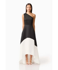 Elliat - Sorrel One Shoulder Gown in Black & White - Dresses