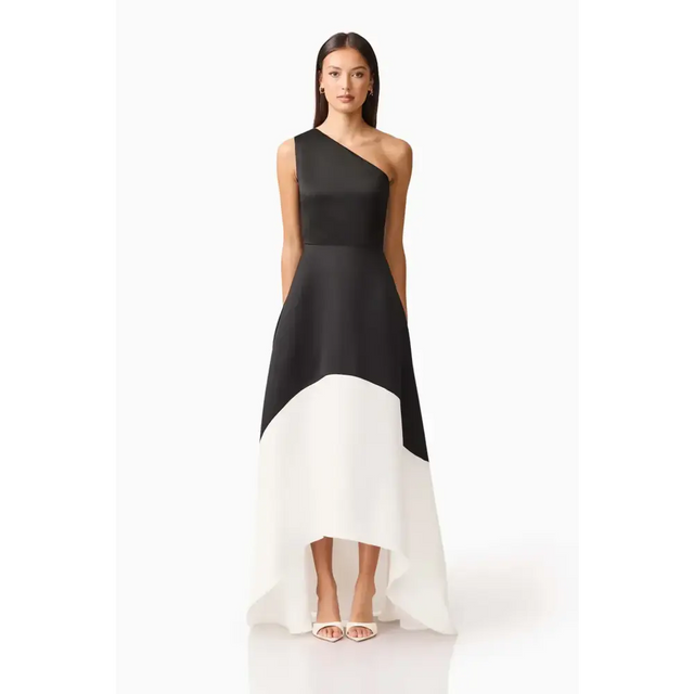 black and white dress one shoulder Backless Dress - XXLSmile main image 1