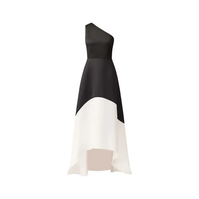 Elliat - Sorrel One Shoulder Gown in Black & White - Dresses
