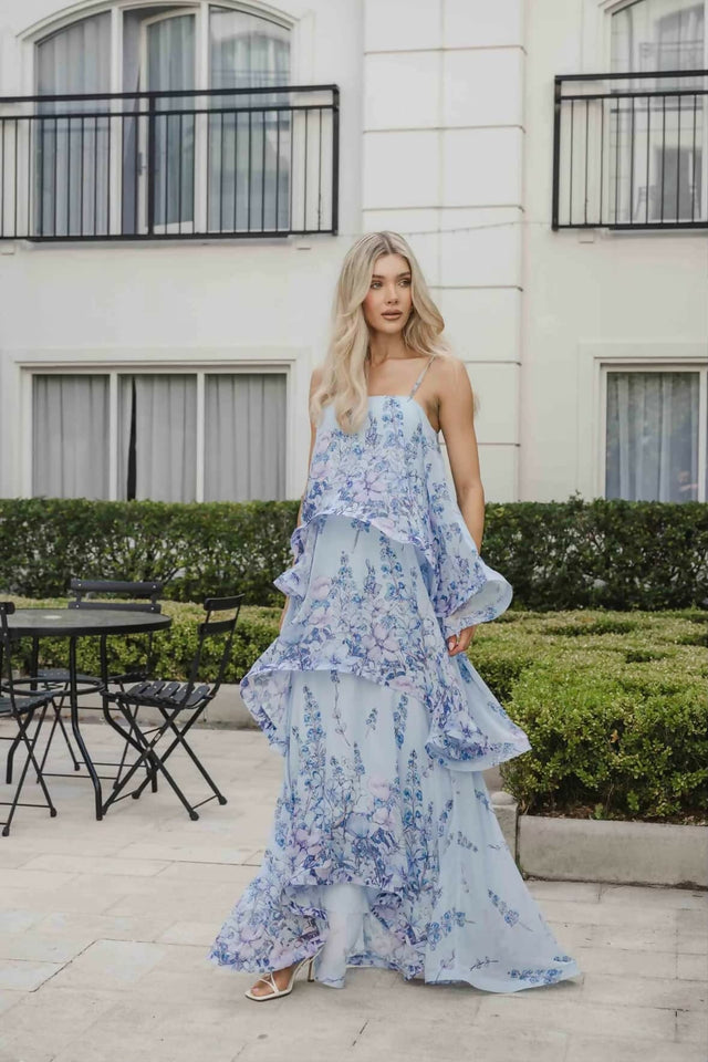 Armani Tiered Maxi - Baby Blue - Maxi Dress