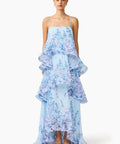 Elliatt Armani Tiered Maxi Dress in Baby Blue Floral - Dresses