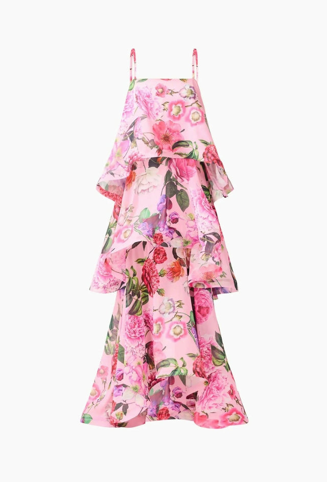 Elliatt Armani Tiered Maxi Dress in Pink Floral - Dresses