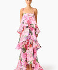 Armani Tiered Maxi - Pink Floral - Maxi Dress