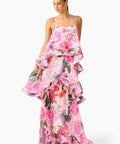 Armani Tiered Maxi - Pink Floral - Maxi Dress