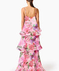 Armani Tiered Maxi - Pink Floral - Maxi Dress
