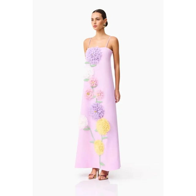 Elliatt Buttercup Embroidered Maxi Dress in Purple - 10 / Floral - Dresses