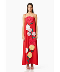 Elliatt Buttercup Embroidered Maxi Dress In Red - 12 / Floral - Dresses