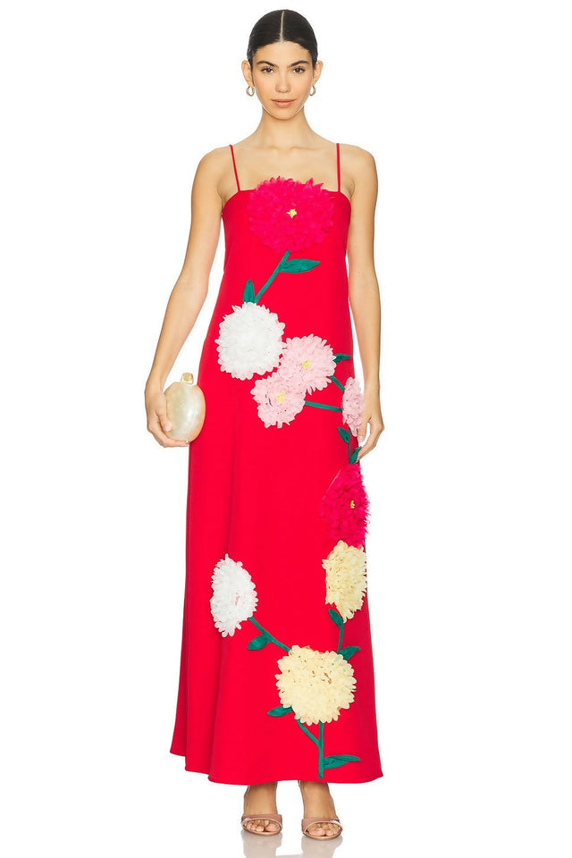 Elliatt Buttercup Embroidered Maxi Dress Red - 6 / Red - Dresses