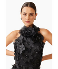 Elliatt Cherry Blossom Mini 3D floral Dress Black 10 - 10 / Black - Dresses