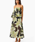 Elliatt Elysia Tiered Gown in Black & Green Floral - Dresses