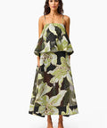 Elliatt Elysia Tiered Gown in Black & Green Floral - Dresses