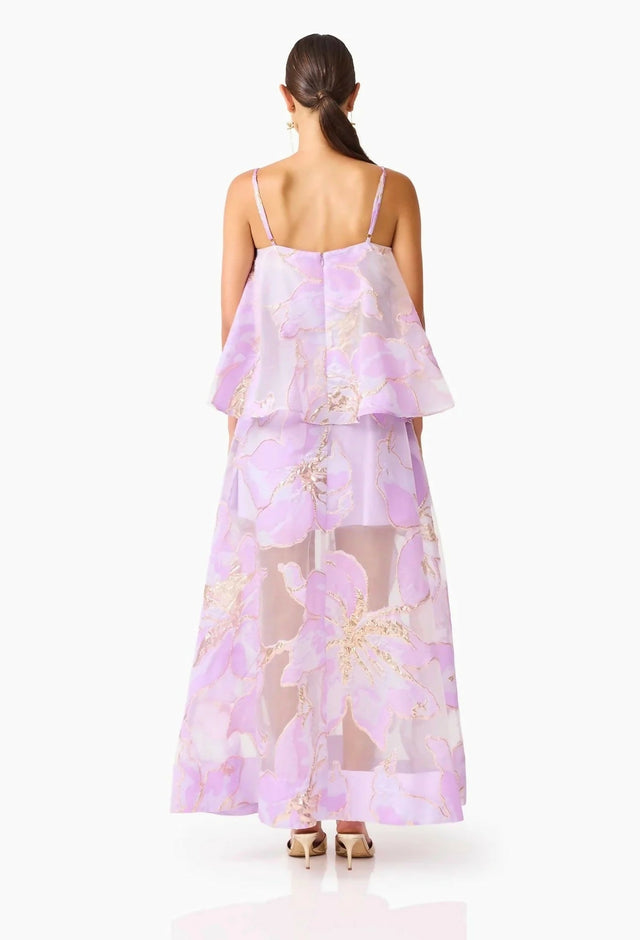 Elliatt Elysia Tiered Gown in Purple Floral - Dresses