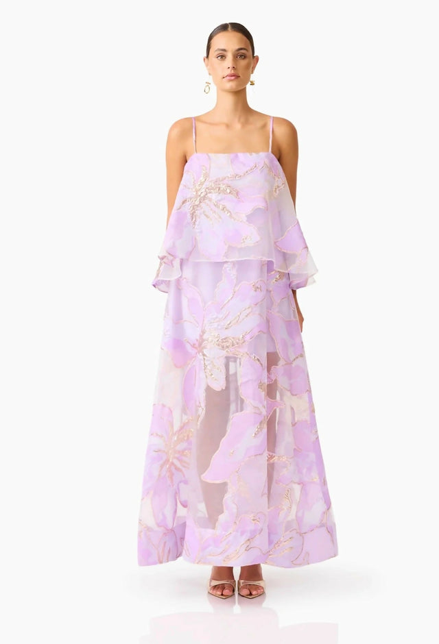 Elliatt Elysia Tiered Gown in Purple Floral - Dresses