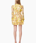 Elliatt Golden Voice 3D Mini Dress Yellow Floral Size S/ AU 8 - Dresses