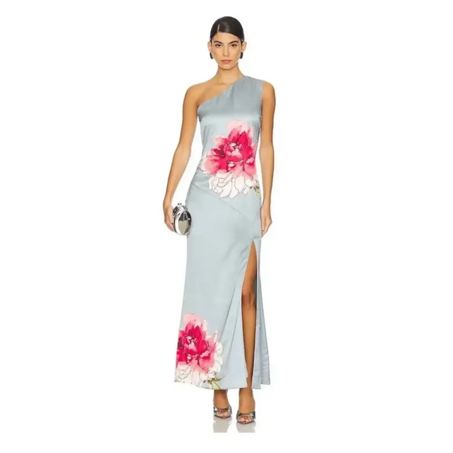 Elliatt Iliad One Shoulder Maxi Dress In Blue Size AU 10 - 10 / Blue - Dresses