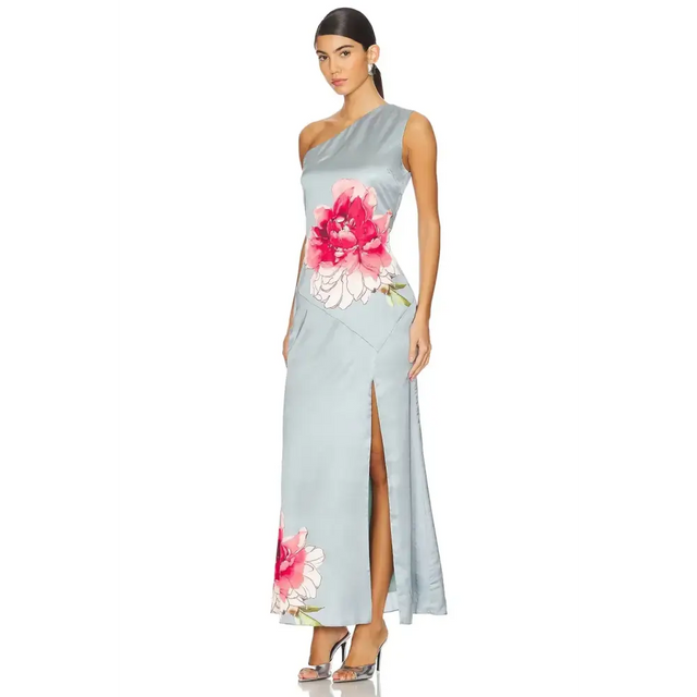 Elliatt Iliad One Shoulder Maxi Dress In Blue Size AU 10 - 10 / Blue - Dresses