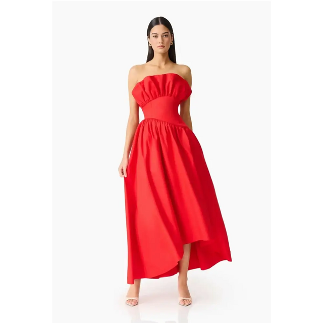 Elliatt Laurel Frill Midi Dress Red Size M / AU 10 - 10 / Red - Dresses