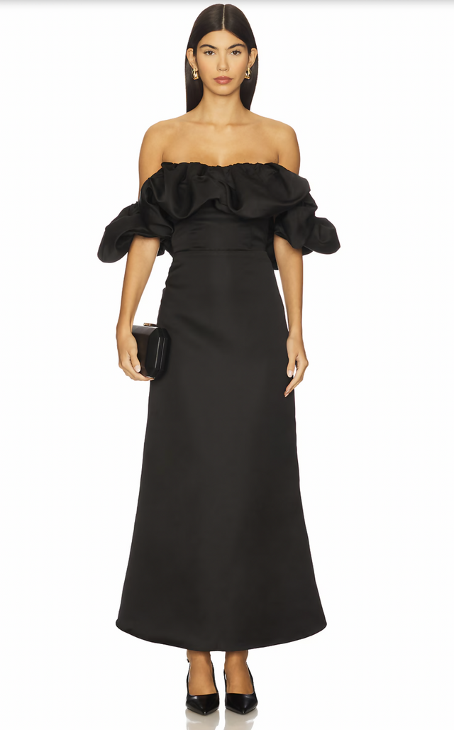 Elliatt Sharon Off The Shoulder Midi Dress in Black XL / AU 14 - Black / 14 - Dresses