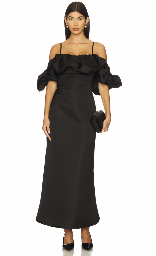 Elliatt Sharon Off The Shoulder Midi Dress in Black XL / AU 14 - Black / 14 - Dresses