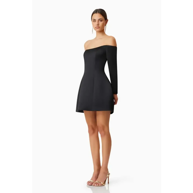 Elliatt Vida Off The Shoulder Day Mini Dress Black Size AU 10 - 10 / Black - Dresses