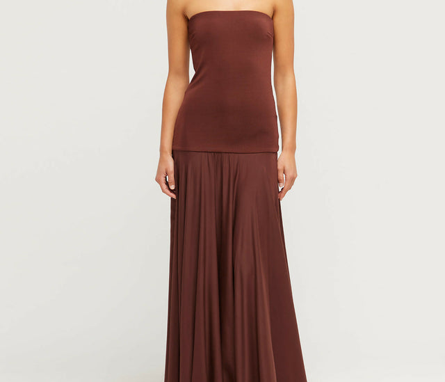 Esse Studios Illi Band Maxi Dress in Java - 8 / Brown - Dresses