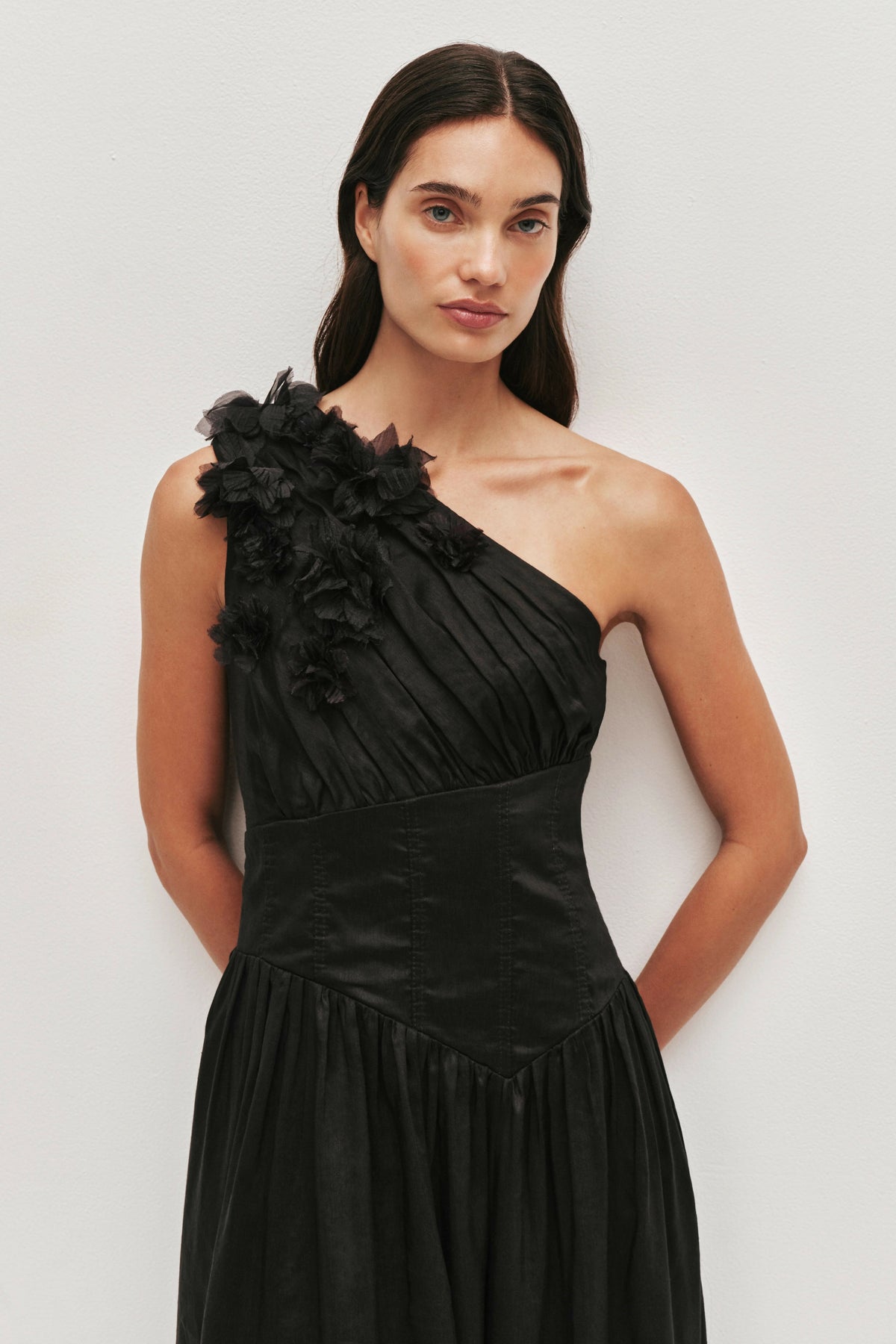 Aje Demi Midi Dress in Black – view 2