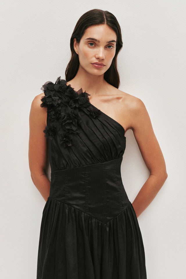 Aje Demi Midi Dress in Black