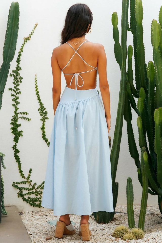Eye on You Ice Midi Dress - 8 / Blue - Dresses