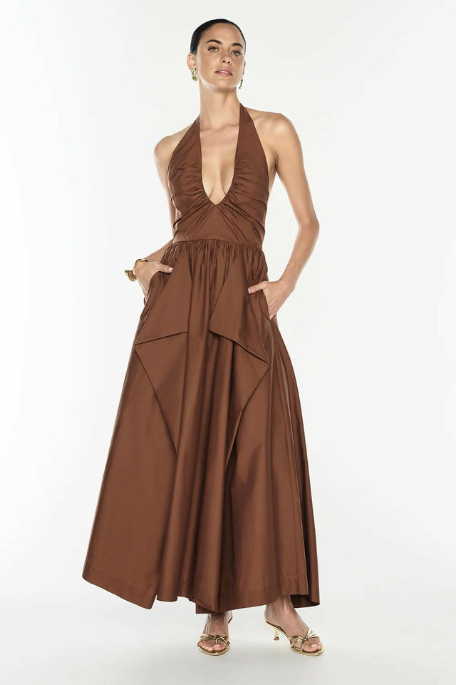 Manning Cartell Provence Halter Gown in Cognac