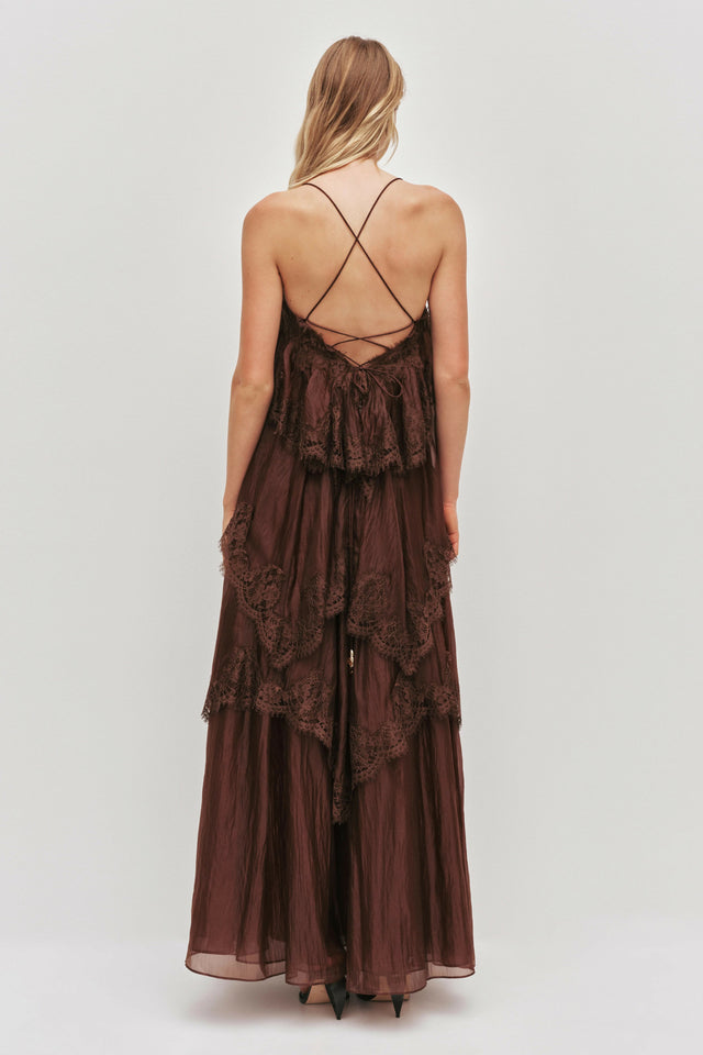 Aje Ophelia Gown Brown Size 8,10