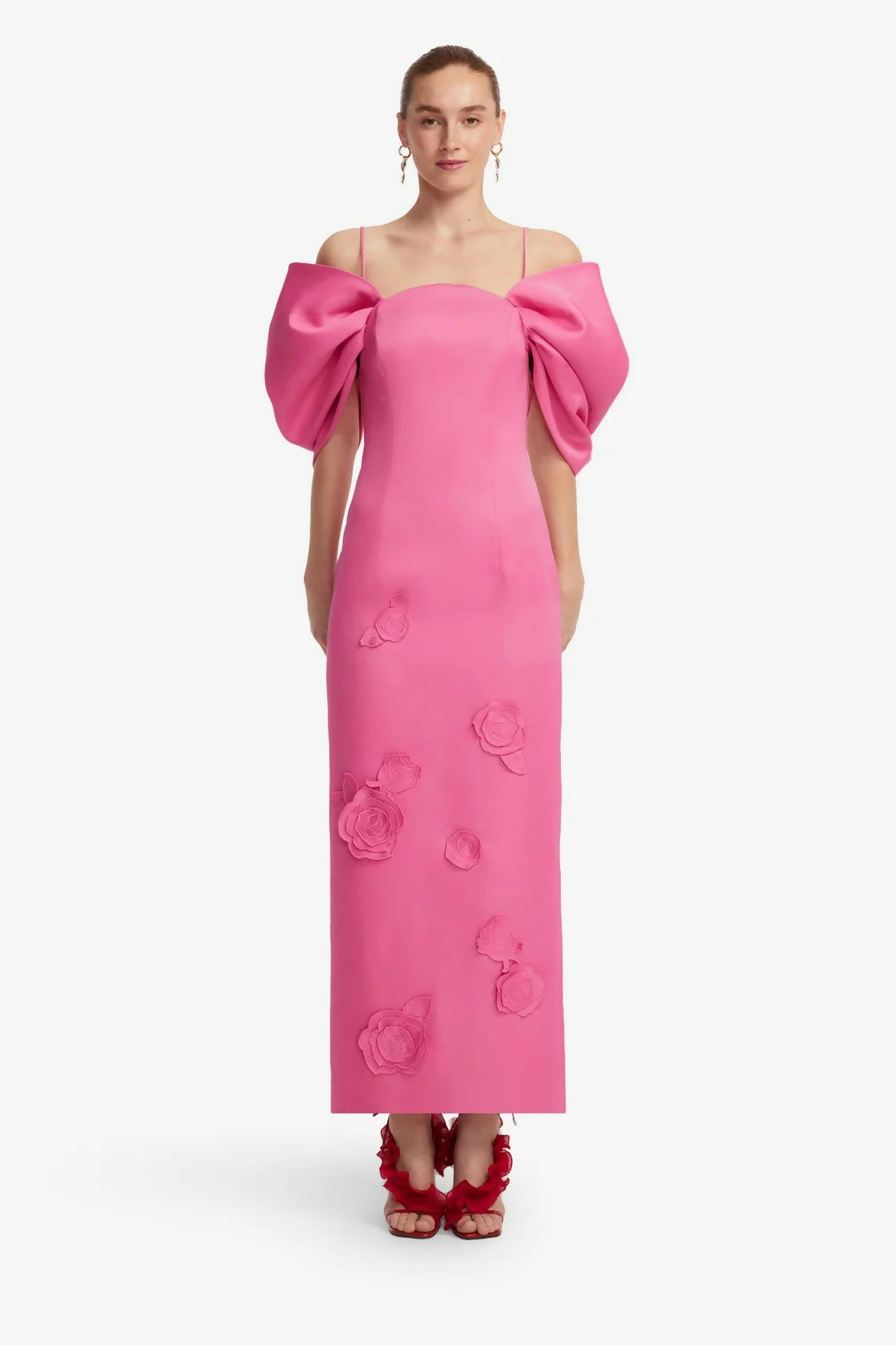 Leo Lin Arabella Applique Maxi Dress - Pink – designer dress hire
