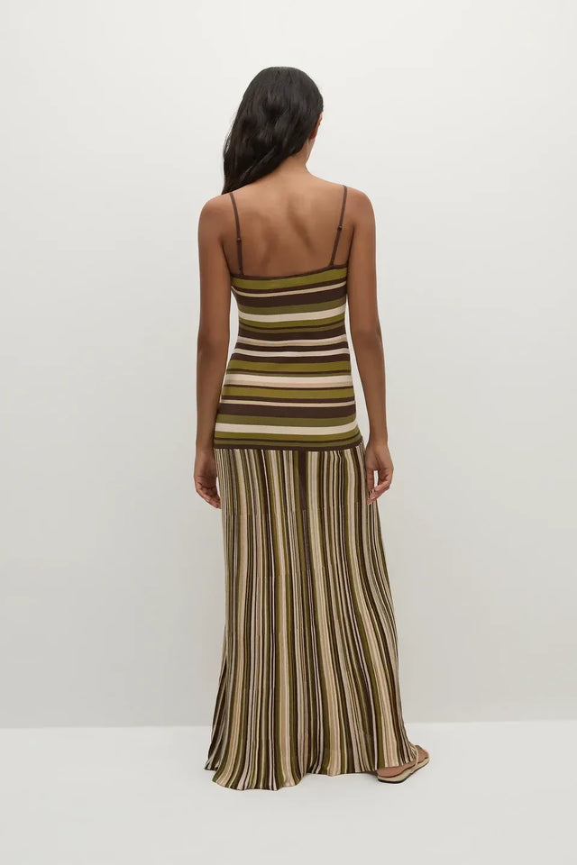 Faithful Essenia Knit Dress in Espresso Pine stripe - 8 / Multi - Dresses