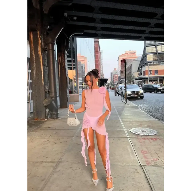 Fanci Club White Apple Mini Dress - 6 / Pink - Dresses