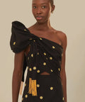 Farm Rio Banana Tree Premium Linen Midi Dress Black Size Small / AU 8 - 8 / Print - Dresses