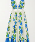 Farm Rio Cutout Floral-print Linen-blend Midi Dress - 10 / Floral / Midi - Dresses