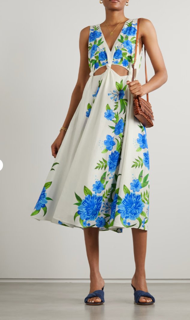 Farm Rio Cutout Floral-print Linen-blend Midi Dress | Passion For Fashion Farm Rio Cutout Floral-print Linen-blend Midi Dress | Passion For Fashion