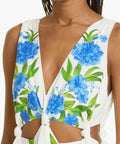 Farm Rio Cutout Floral-print Linen-blend Midi Dress - 10 / Floral / Midi - Dresses