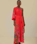 Farm Rio Red Summer Foliage Scarf Dress Red/Floral Size 14 - 14 / Multi - Dresses