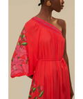 Farm Rio Summer Foliage Scarf Maxi Dress Red - Dresses