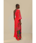 Farm Rio Summer Foliage Scarf Maxi Dress Red - Dresses