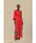 Farm Rio Summer Foliage Scarf Maxi Dress Red - Dresses