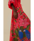Farm Rio Summer Foliage Scarf Maxi Dress Red - Dresses